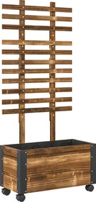Outsunny Wysokie Łóżko z Podporą, na 4 Kółkach, Przetworzone Drewno Ciężkie, 65 cm x 31 cm x 147 cm, Czarny + Brązowy
