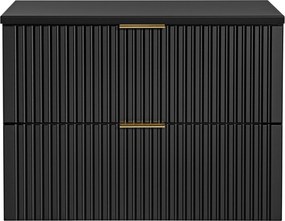Szafka wisząca podumywalkowa czarna  mat 80 x 46 cm ASTROS Black z blatem