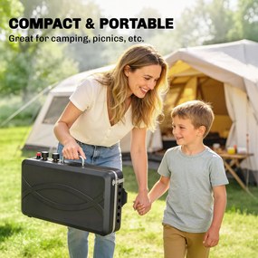 Outsunny Przenośny grill gazowy 2 palniki 5,9 kW 2-w-1 grill stołowy z pieczeniem składane nogi ruszt osłona przeciwwiatrowa pokrywa zamknięcie | Aosom PL