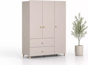 Szafa Passa 3D2S kaszmir 120 cm 3 drzwi 2 szuflady z drewnianymi uchwytami