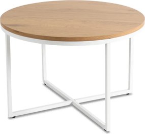 Stolik Kawowy HANTEL 70 cm Dąb Złoty/Biały Skandynawski