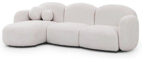 Kremowy narożnik z materiału bouclé (lewostronny/z szezlongiem) Orbit – Ropez