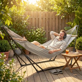 Outsunny Stelaż do hamaka, regulowany, składany, przenośny stojak z torbą, 290x78x100 cm, czarny | Aosom PL