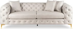 Sofa SORRENTO 3S Trzyosobowa Kremowa Welurowa Nowoczesna Glamour