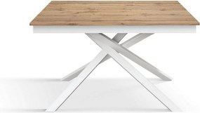 Drewniany stół, efekt dębu, biała podstawa, wym.140x80-190x80cm - VOLPAIA