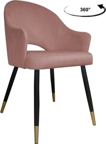 Krzesło Velvet tkanina Welur noga metalowa : Kolor nogi - Czano-złota stożek, Kolor tkaniny - VELVET - MG58, Typ siedziska - Siedzisko obrotowe 360°