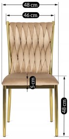 Zestaw Stół Okrągły SALLO 110 cm i 4 Krzesła Tapicerowane Plecione DAN Beżowe Glamour