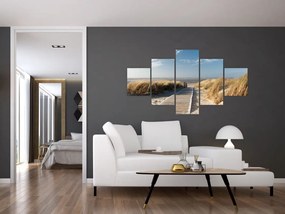 Obraz - Piaszczysta plaża na wyspie Langeoog, Niemcy (125x70 cm)
