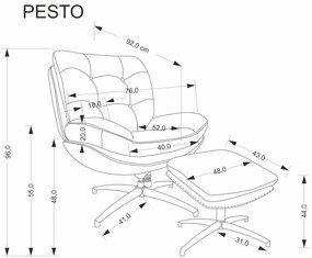 PESTO fotel z podnóżkiem / funkcja kołyski, beżowy nowoczesny wygodny