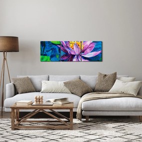 Obraz lilii wodnej na wodzie (z zegarem) (90x30 cm)