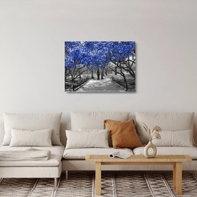 Obraz na szkle - Niebieskie drzewa, Central Park, New York (70x50 cm)