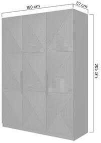 Szafa Asha 150 cm z metalowymi uchwytami - czarny mat / czarne uchwyty