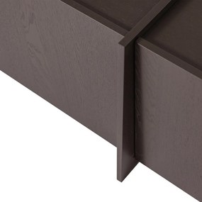 Ciemnobrązowa szafka pod TV w dekorze jesionu 200x53x44 cm Brock – WOOOD