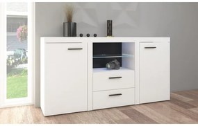 Nowoczesna biała komoda do salonu Kamaro z oświetleniem LED