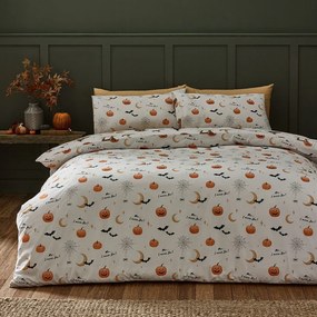 Szarobeżowa pościel dwuosobowa 230x220 cm Halloween Highland Cow – Catherine Lansfield
