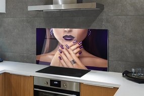 Szklany Panel Kobieta z Fioletowymi Ustami