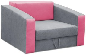 Szaro-różowy młodzieżowy fotel rozkładany H7-C92