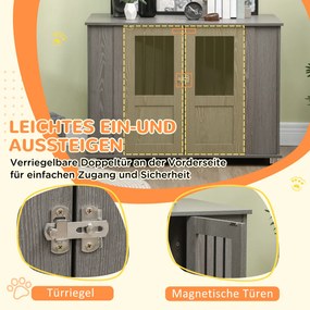 PawHut Buda dla psa z oknem Szara 116x60x87cm Przestronna i komfortowa | Aosom PL