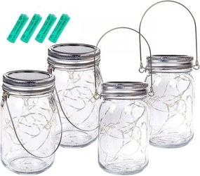 VOLTRONIC Zestaw słoików solarnych 20 LED, 4 szt.