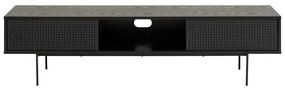 Czarna szafka pod TV w dekorze jesionu 180x44,5 cm Angus – Actona