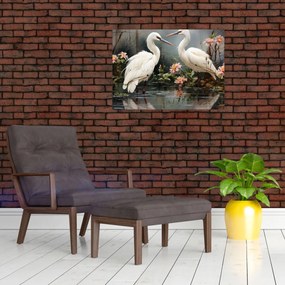 Obraz na szkle - Białe żurawie (70x50 cm)