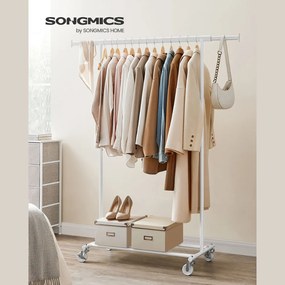SongmicsHome Stojak na ubrania INEZ na kółkach, maks. 90kg, 83,5x45x160cm, biały