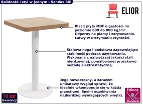 Drewniany barowy stolik na białej nodze - Piogi 3X