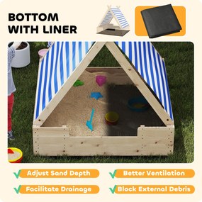 AIYAPLAY Piaskownica dla dzieci, z ochroną przed warunkami atmosferycznymi pod daszkiem, dla 3 dzieci w wieku 3-6 lat, 120 x 120 x 126,5 cm