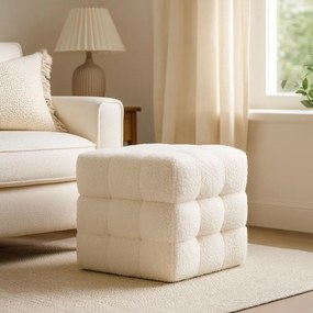 Pufa ze schowkiem kostka SQUARE, tapicerka baranek, 38 x 38 x 37 cm