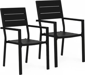 Krzesła ogrodowe Caprila - zestaw 2 szt. na taras i balkon, kolor czarny