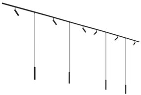 Nowoczesny system oświetleniowy szynowy z 6 reflektorami i 4 lampami wiszącymi, czarny, 1-fazowy - Slimline Uzzy Keno Nowoczesny Oswietlenie wewnetrzne