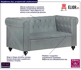 Skórzana 2-osobowa szara sofa w stylu Chesterfield - Clementine 2Q