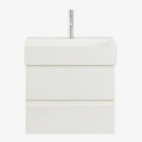 Zestaw Wiszących Mebli Łazienkowych Z Drewna I Forniru Jesionowego Zintegrowany Z Umywalką Ona - Sklum