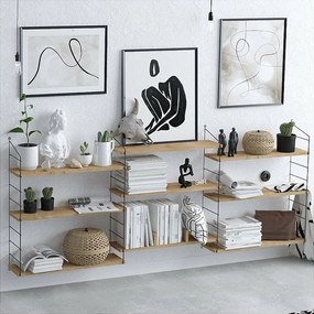 Regał z płyty wiórowej pokrytej melaminą – 85 cm szer. x 216 cm wys. x 20 cm gł. – dąb