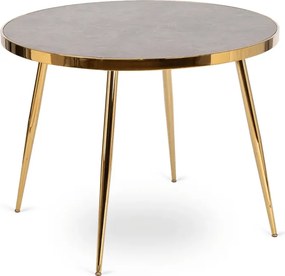 Stół Okrągły TINGA 100 cm Szary Marmur/Złoty Glamour