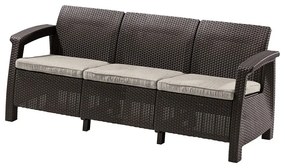 Ciemnobrązowa sofa ogrodowa z imitacji rattanu Corfu – Keter