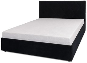 Czarne łóżko tapicerowane z pikowanym zagłówkiem 160x200 C2-P39