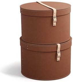 Brązowe kartonowe pojemniki dekoracyjne z pokrywką zestaw 2 szt. ø 37,5x25 cm Rut Restore Paper Laminate – Bigso