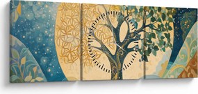Obraz – Drzewo życia w księżycu (z zegarem) (90x30 cm)