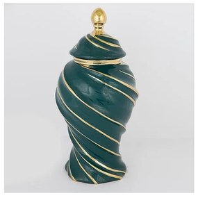 Słoik ceramiczny 41x20 cm złoty/zielony