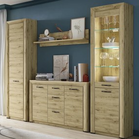 Komoda Dwudrzwiowa z Szufladami Drewniana do Salonu COVE 136 cm Dąb navarra Loft
