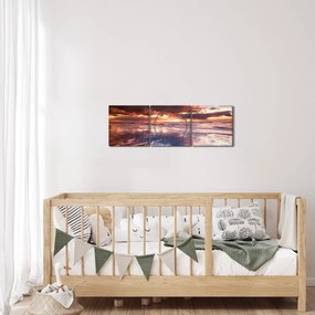 Obraz - Wieczorna plaża (z zegarem) (90x30 cm)