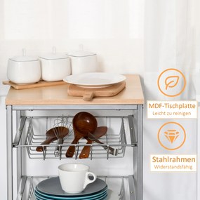 HOMCOM Wózek do serwowania, wózek kuchenny, wózek, na kółkach