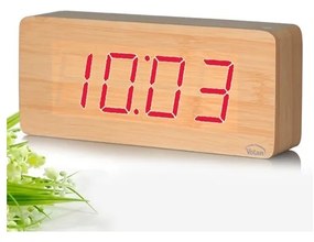 Duży zegar elektroniczny budzik led drewniany cyfrowy stojący termometr dat