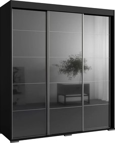 Szafa przeuwna Como 3D 180 Czarna (lacobel)