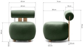 Ciemnozielony designerski fotel HANNA, dąb
