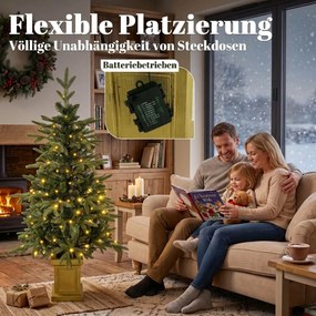 HOMCOM Sztuczna choinka, 120 cm, 110 LED, 147 końcówek, 2 kolory światła, pilot | Aosom PL