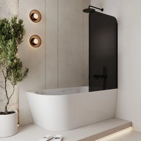 Parawan nawannowy prostokątny MOLIS Square Black szkło czarne | Różne rozmiary : Kolor profili kabiny - złoty, Rozmiar - 80x150 cm