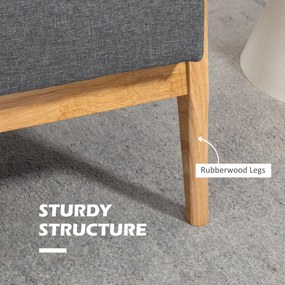 HOMCOM Trzyosobowa sofa tapicerowana, drewno kauczukowe, 154,5 x 69,5 x 73 cm, Szary