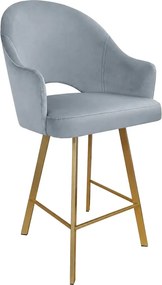 Hoker Velvet krzesło barowe tkanina Welur podstawa metalowa : Kolor nogi - Złota profil, Kolor tkaniny - VELVET - BL06, Typ siedziska - Siedzisko stałe